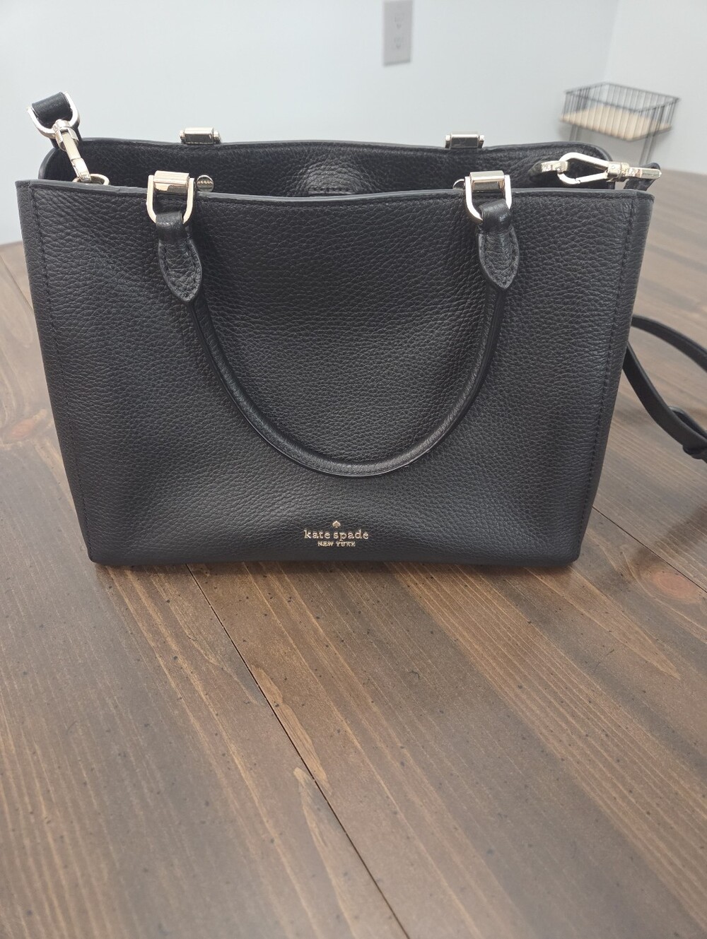 Black Leather Kate Spade Leila Satchel Purse